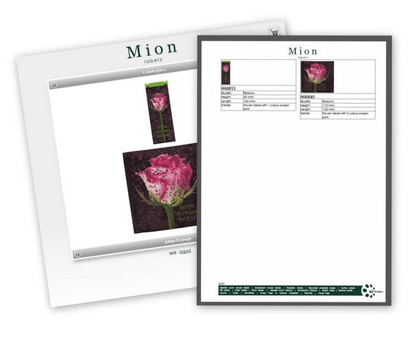 Screenshots for the Mion catalog online